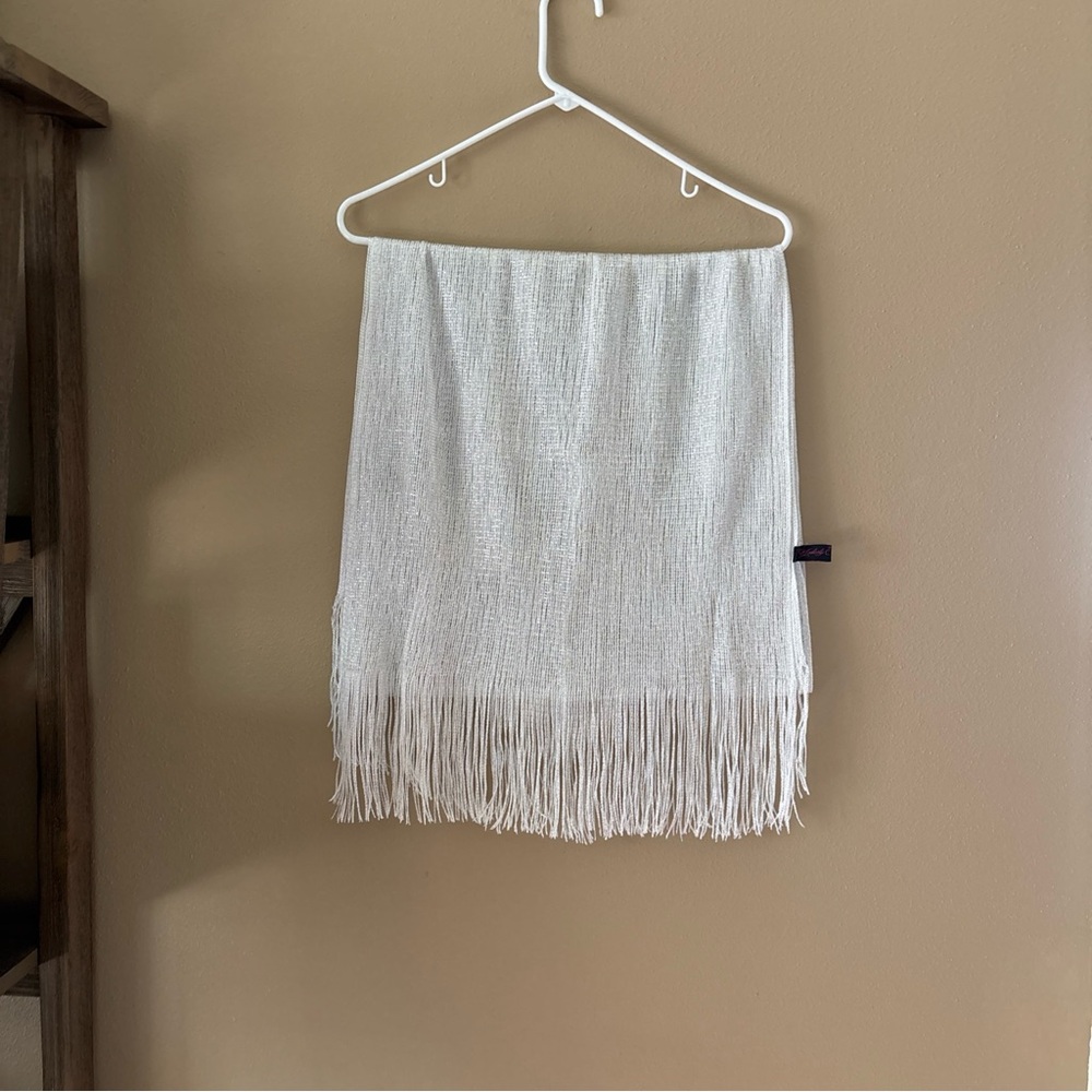 Elegant Silver Fringe Scarf